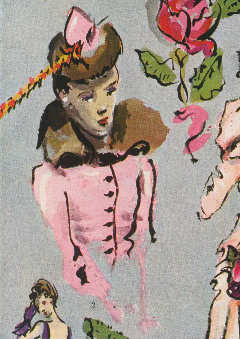ヴィンテージ広告、ファッション雑誌-1938年4月-クリスチャン・ベラールのイラスト