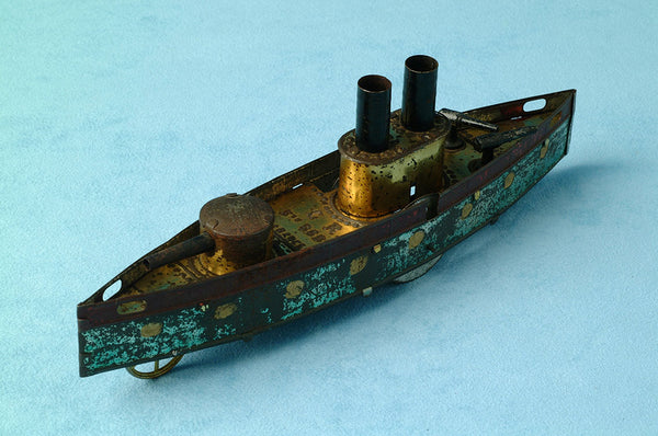 《Charles Rossignol〈C.R.〉装甲艦ブリキ玩具（フランス、c.1900）》